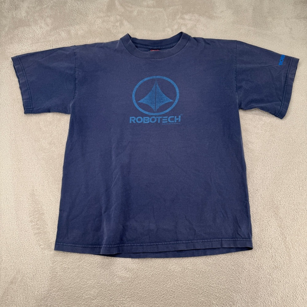 VTG 90s US T's 707 Robotech Japanese Anime Comics Shirt Mens L Blue TV Series